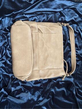 Neutral Beige Leather Crossbody Bag